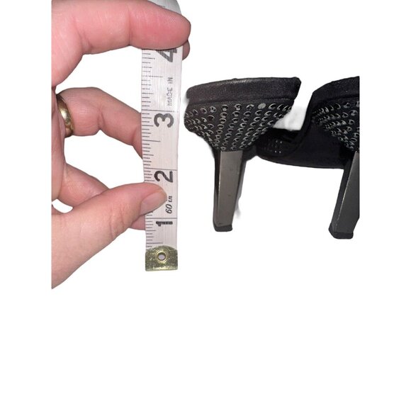 St. John Rhinestone Embellished Black Satin Heels Strappy Sandals Sz 8 AA READ - Picture 5 of 12